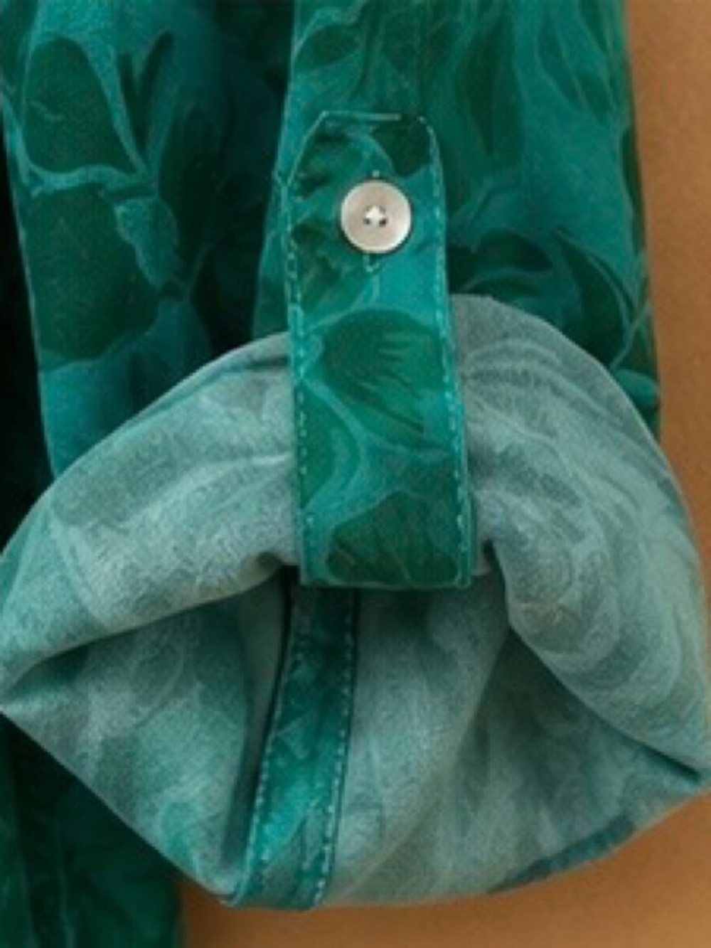 Teal Floral Print Tunic Top with Button Tab - Picture 3 of 5